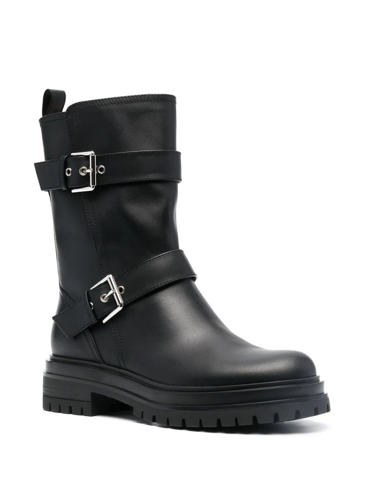 Amphibian buckle ankle boots