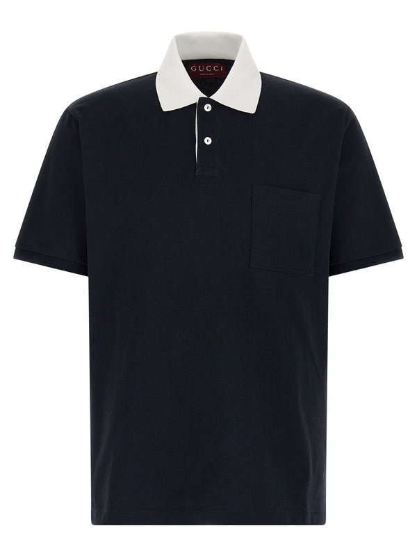 Contrast Collar Shirt Polo Blue