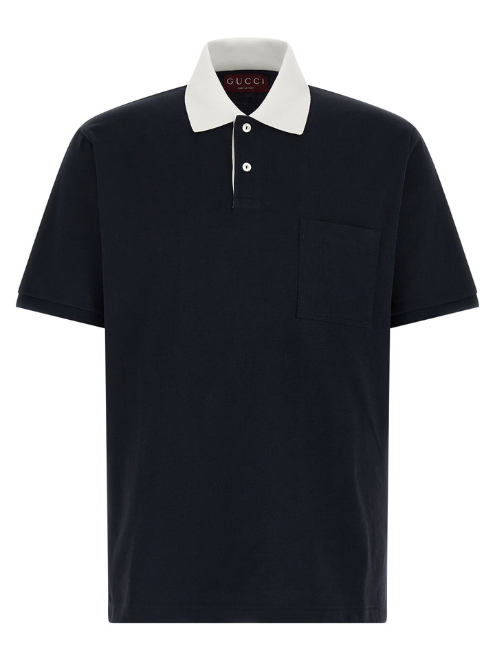 Gucci Contrast Collar Polo Shirt T-shirt - Blue | 85100d891ea38cc9c0b149486ac1ae233493caf2