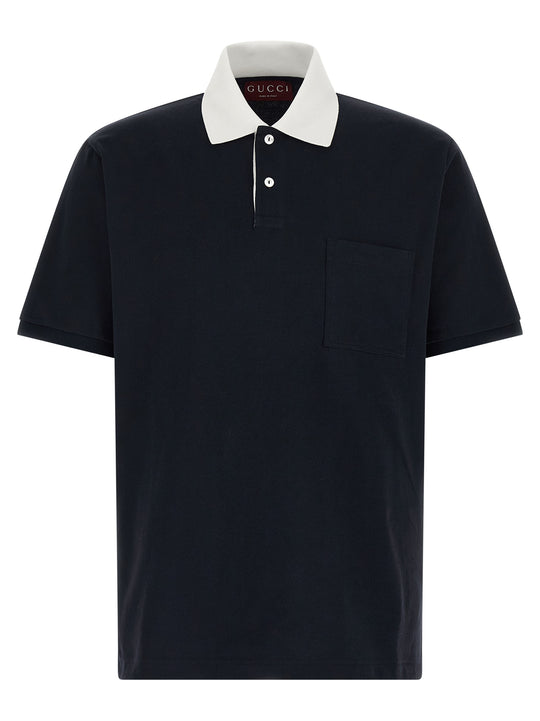 Contrast Collar Polo Shirt T-Shirt Blue