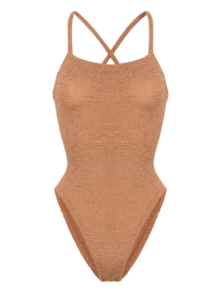 One-piece swimsuit with ruffles