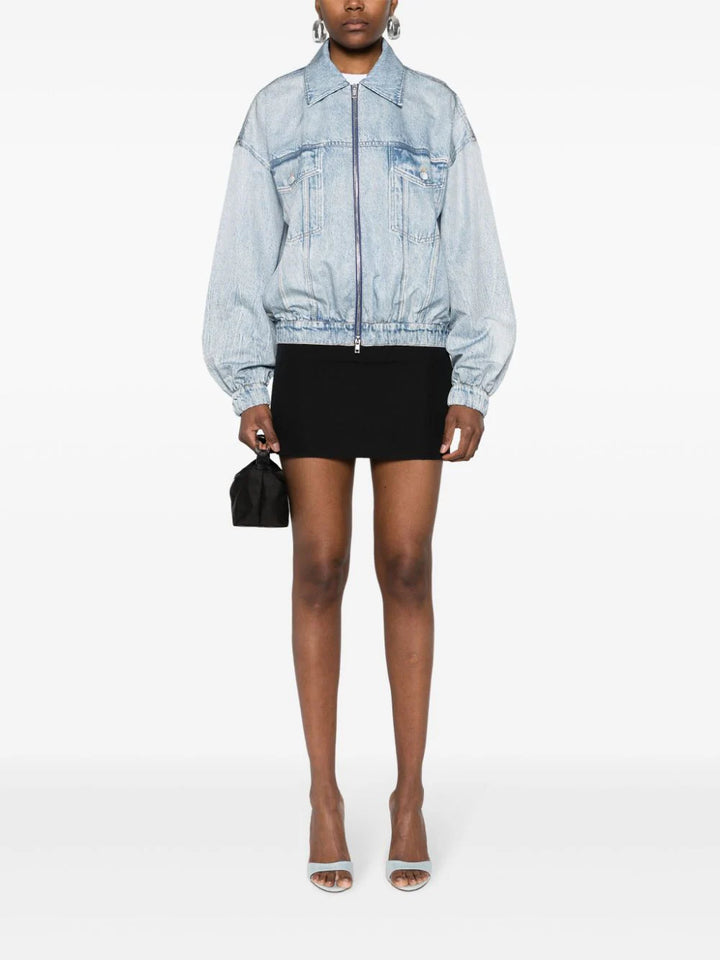 Bomber jacket with denim print