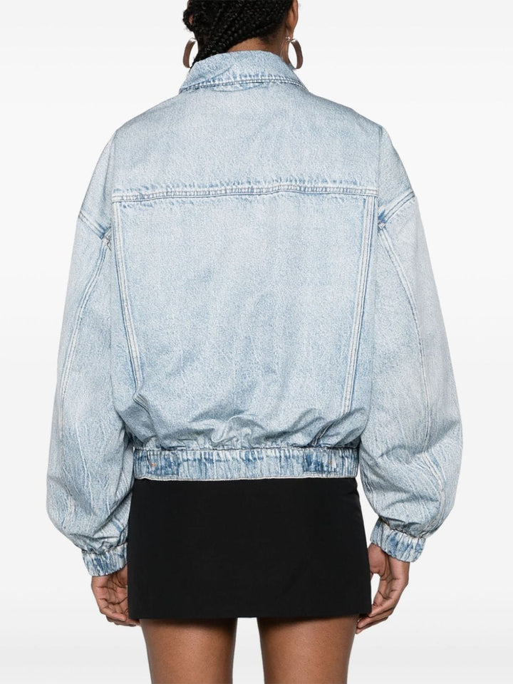 Bomber jacket with denim print