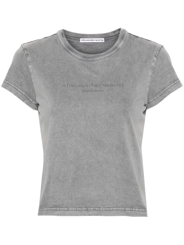 Cropped embossed T-shirt