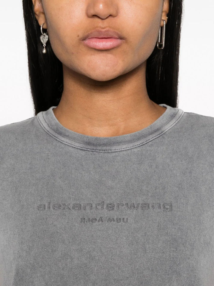 Cropped embossed T-shirt