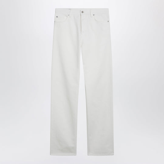White Trousers With Horsebit Detail