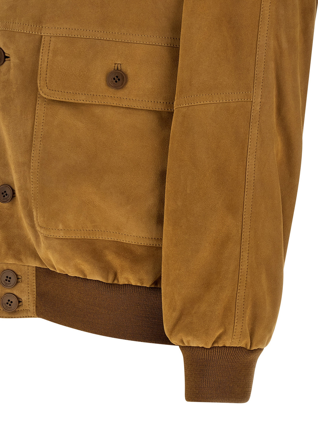 Saint Laurent Suede Bomber Jacket Puffer Jackets - Brown | 5878964a1dc639f198174e69739fcf91058a6939