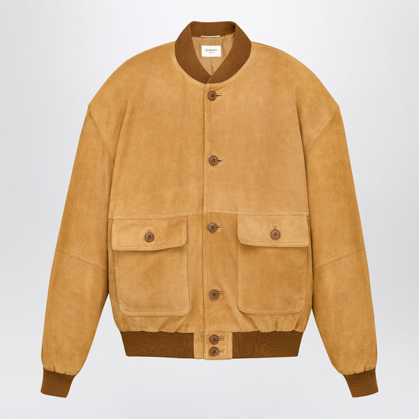 Caramel Suede Bomber Jacket