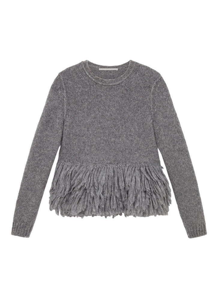 Fringe detailed jumper grey melange