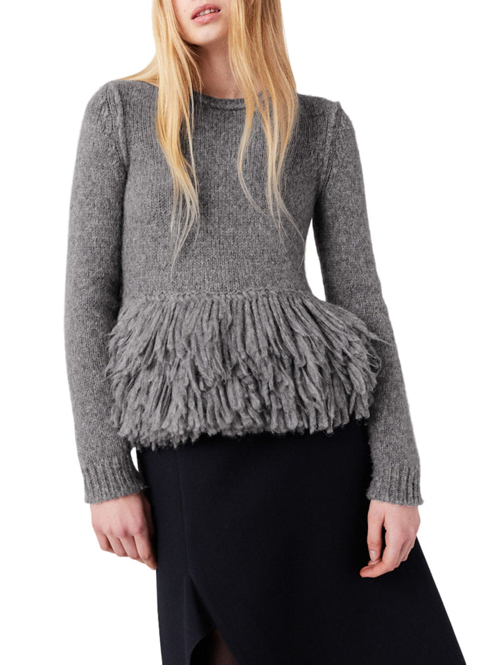 Fringe detailed jumper grey melange