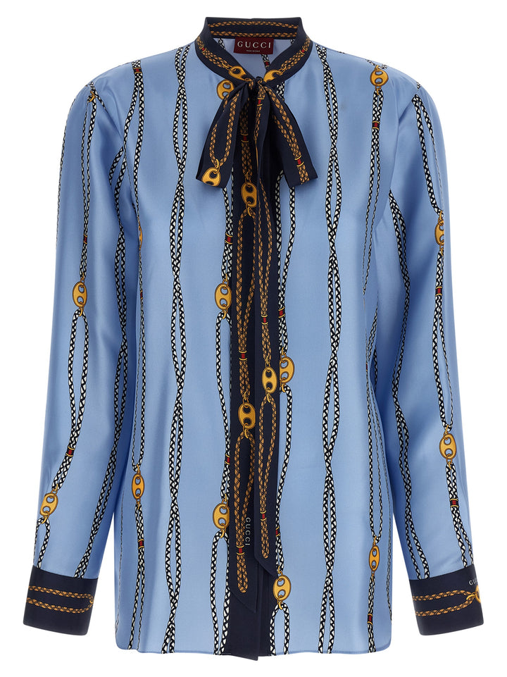 Gucci Lavallière Collar Shirt Shirt and Blouse - Light Blue | 456753f9cee6e2458b6bd06451b7cb8d8b26007e