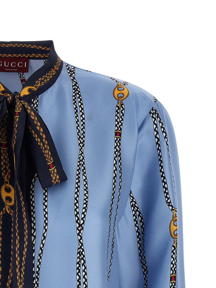 Gucci Lavallière Collar Shirt Shirt and Blouse - Light Blue | 2e11c350774352b9179deac120624979d38bbf13