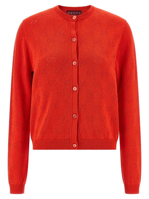 Openwork Gg Cardigan Sweaters And Cardigans Red