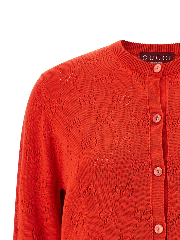 Gucci Openwork Gg Cardigan Sweaters and Cardigans - Red | 5ced389cd1eb151ded34c9438fa6ebc206926b8e