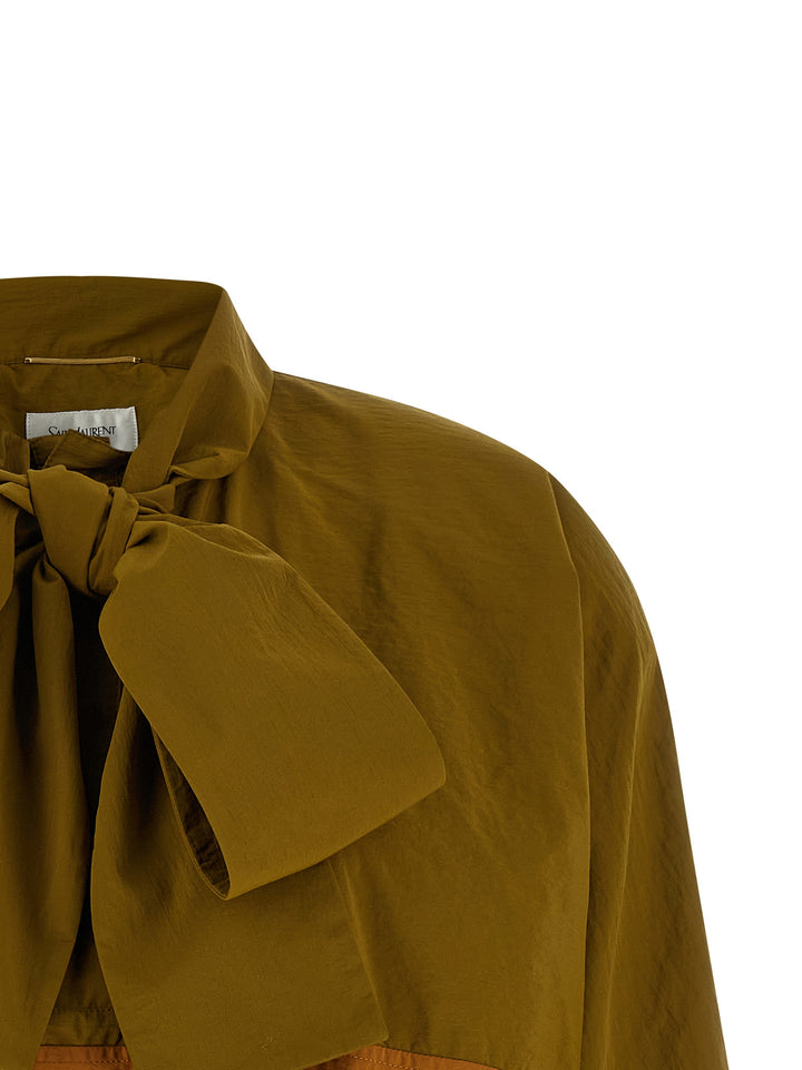 Saint Laurent Color-Block Anorak Puffer Jackets - Green | c3531ce32efc0e9eac28667b8bf22d2e45d2d1d5