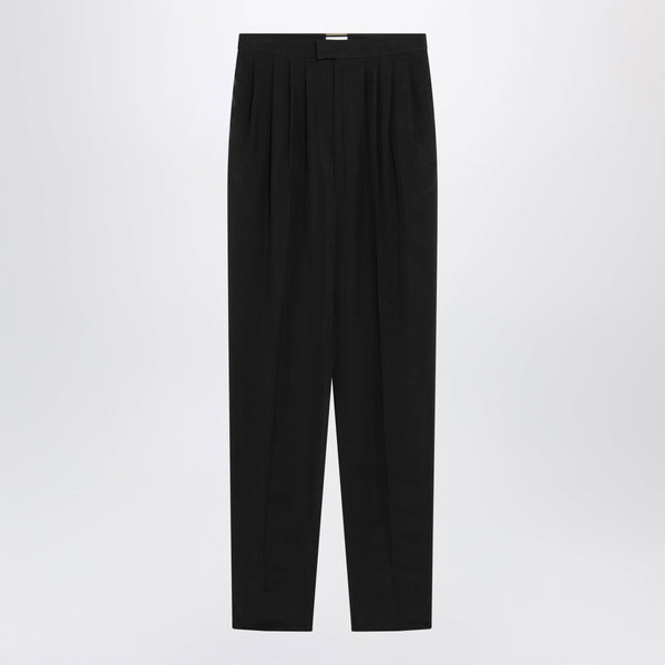 Tailored Trousers In Black Habutai Silk