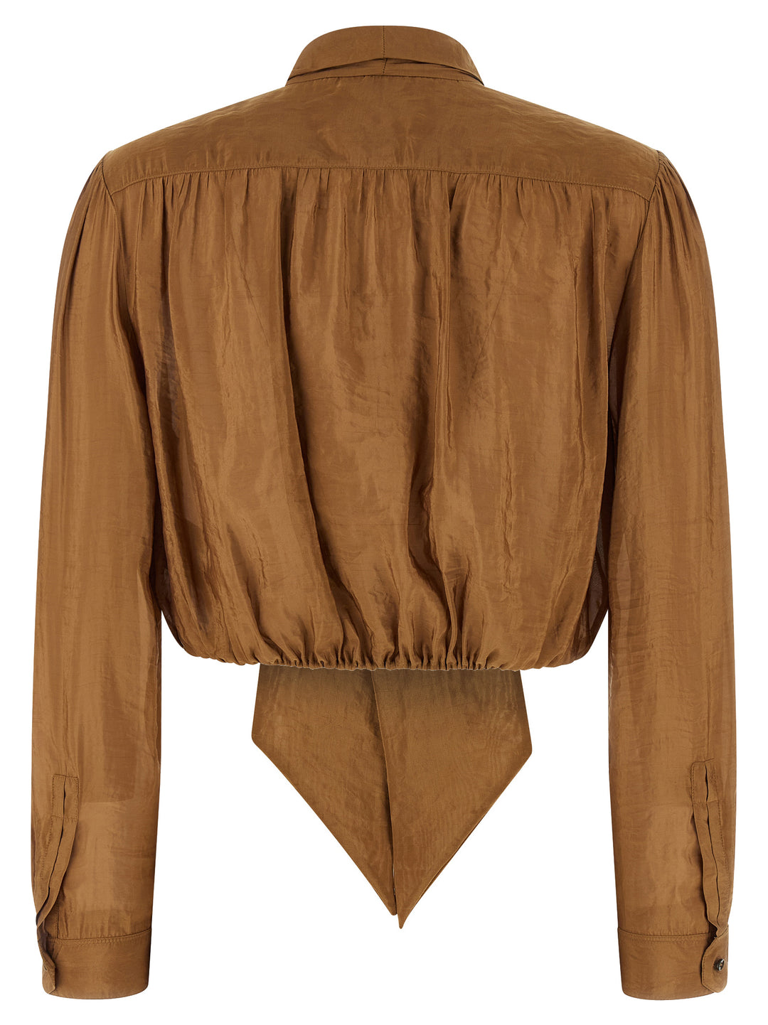 Saint Laurent Lavallière Neck Blouse Shirt and Blouse - Brown | 32f46057c0eb7ce9f060f7838f352a51b6fa90db