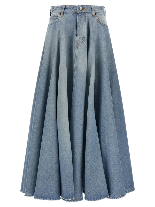 Godet Skirts Light Blue