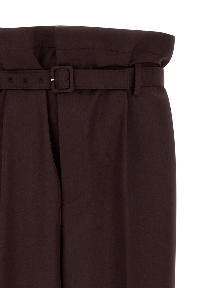 Saint Laurent Paper-Bag Pants - Purple | f39bcc571d31c364fdd076b3f9d48f8b75a59f75