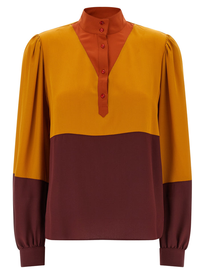 Saint Laurent Color-Block Blouse Shirt and Blouse - Multicolor | 53654be1aa3f0018f76344837d7dfd8d5a457125