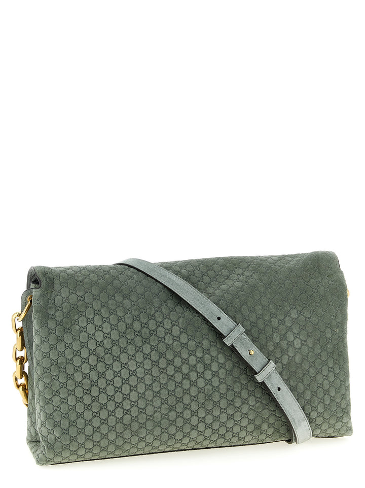 Gucci Gg Large Suede Shoulder Bag Shoulder Bags - Green | dbdd207ce672767e34c529816c7579919e3117b9