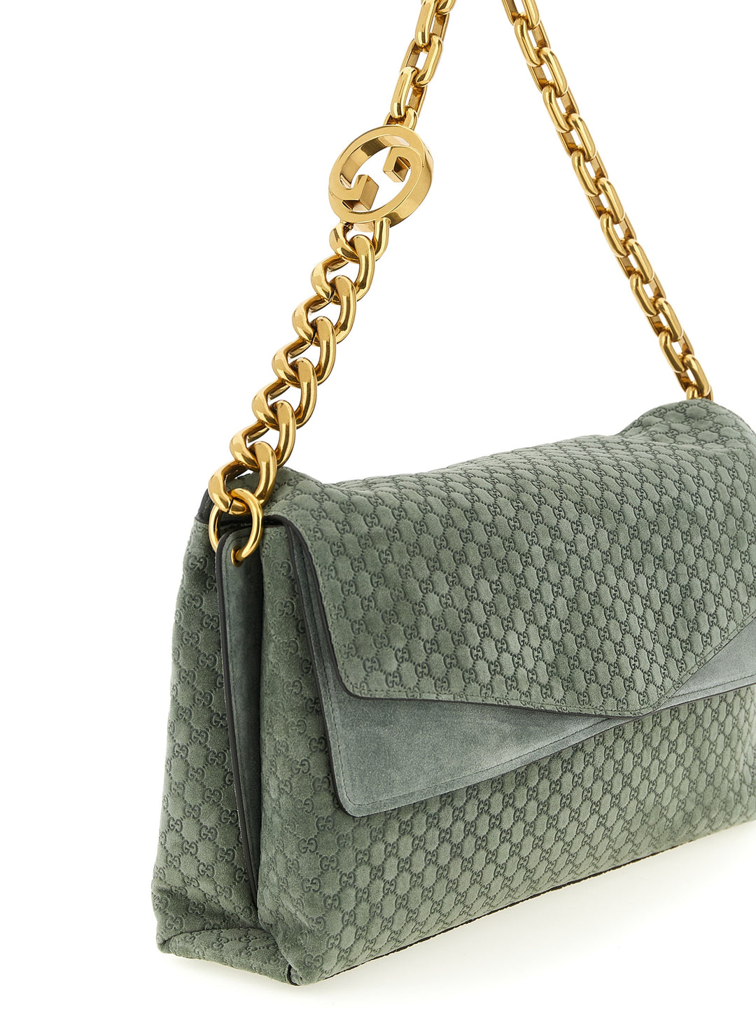 Gucci Gg Large Suede Shoulder Bag Shoulder Bags - Green | 8ca1c8c103596c29d5e8749d808a0ec555098a18