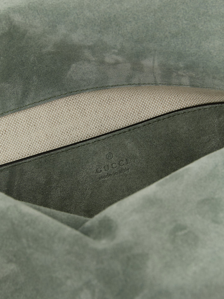 Gucci Gg Large Suede Shoulder Bag Shoulder Bags - Green | 4ad9bf439cb7b3c277ab36d35e1273725e418a5c