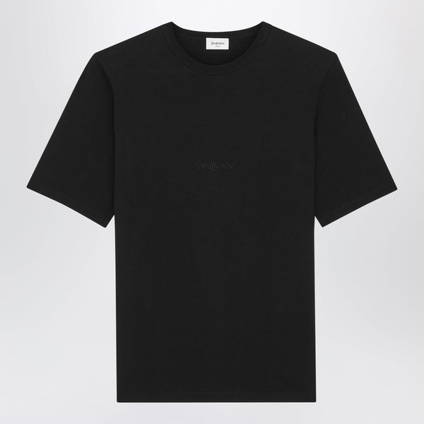 Black Oversized T-Shirt With Logo Embroidery