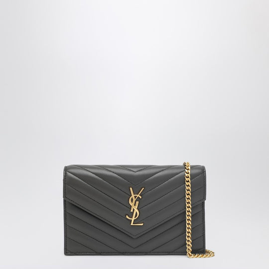 Cassandre Chain Wallet In Dark Grey Leather