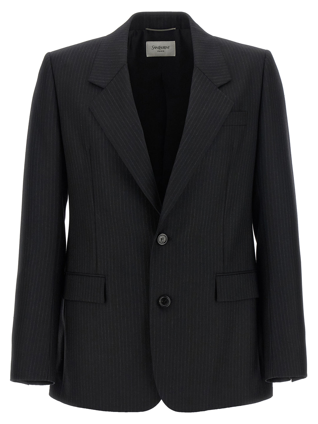 Saint Laurent Pinstripe Blazer - Black | c838cb9599a525dcc8f83d7429f63afbae0d1383