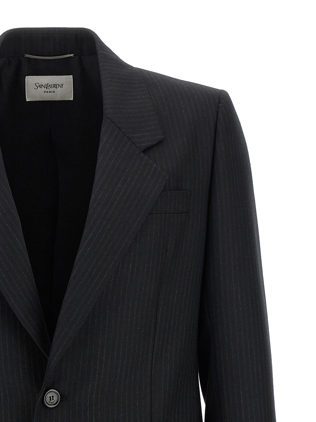 Saint Laurent Pinstripe Blazer - Black | 5f75487eb8b84157ba1c2aa8a9dc0c6cb1f50fe4