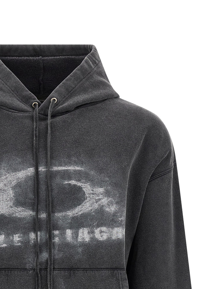 Balenciaga Washed Crayon Loop Sweatshirt - White/Black | 7e89398790e621f3c7a879976212fc574fa419a4