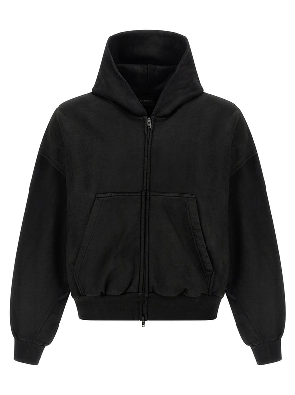 Cropped Hoodie Sweatshirt Black