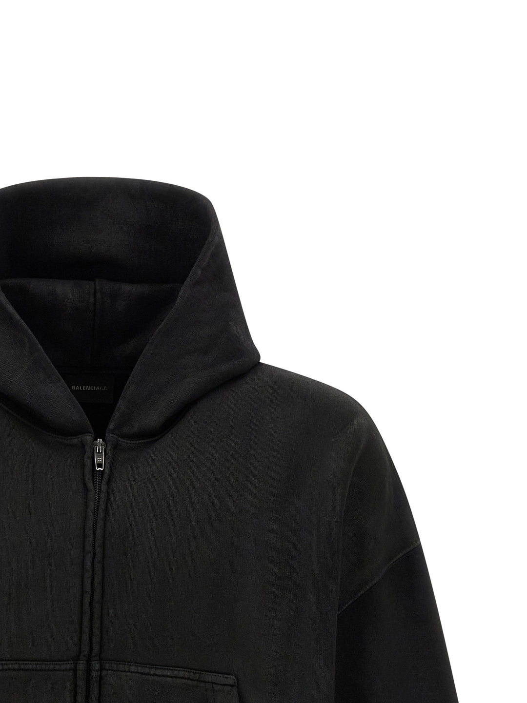 Balenciaga Cropped Hoodie Sweatshirt - Black | d0df191291b6c8379de17fb8a179648750339866