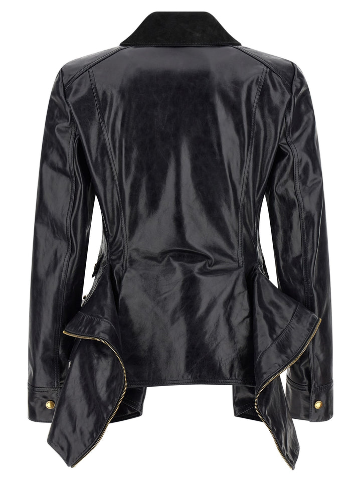 Mcqueen Leather Jacket Puffer Jackets - Black | 72221829f1a26792fbce9215709bdf8c8c972270