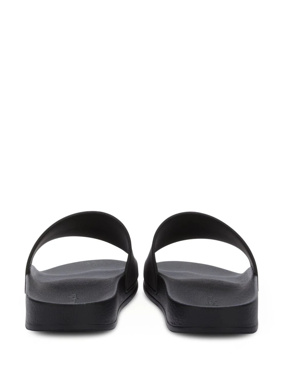 Slide sandals with embossed logo