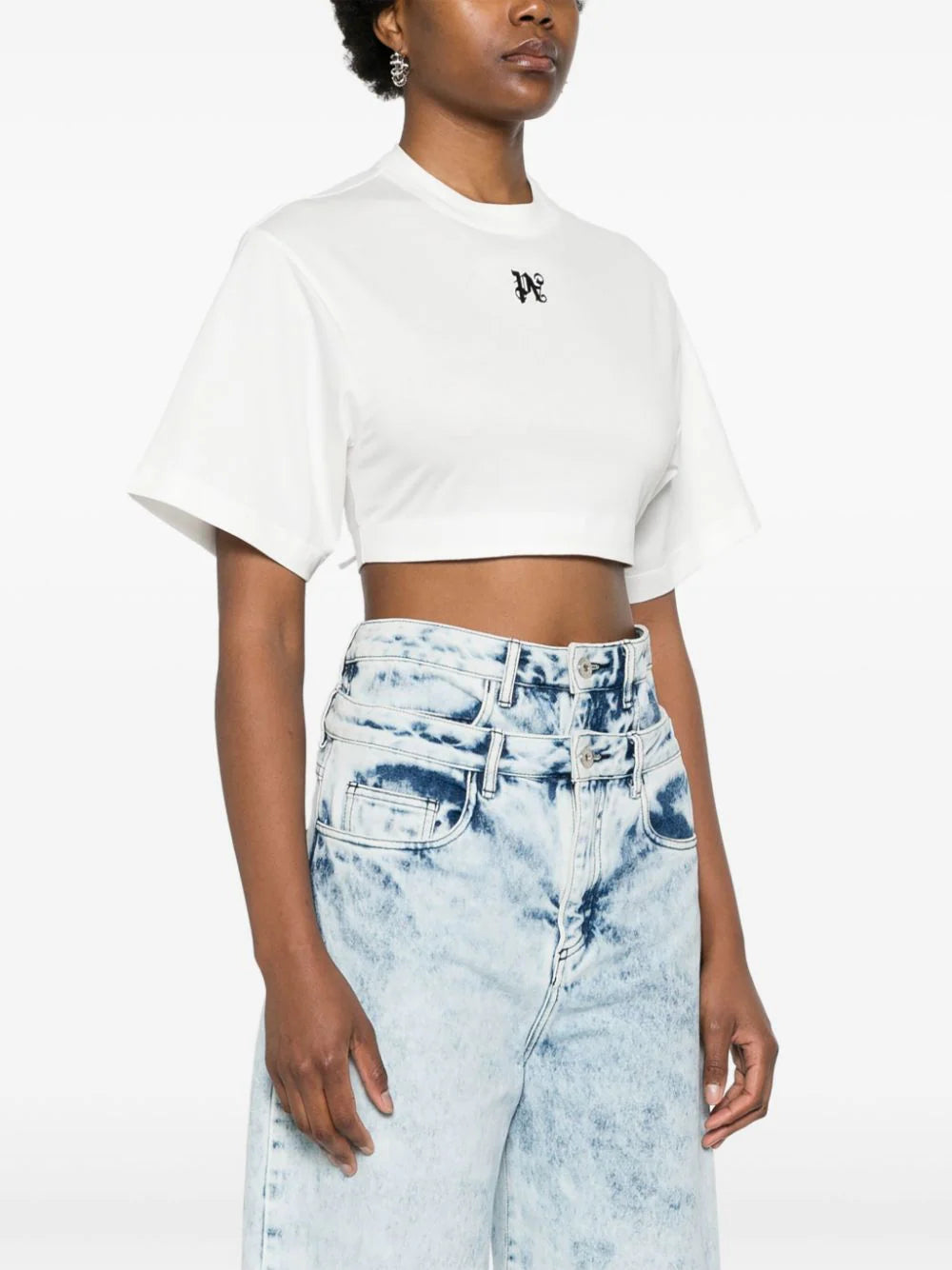 Cropped T-shirt with embroidery