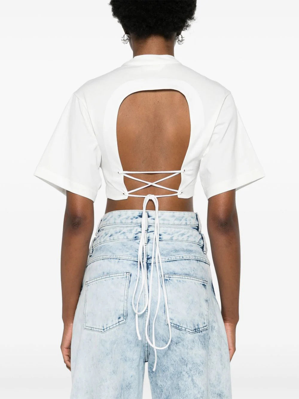 Cropped T-shirt with embroidery