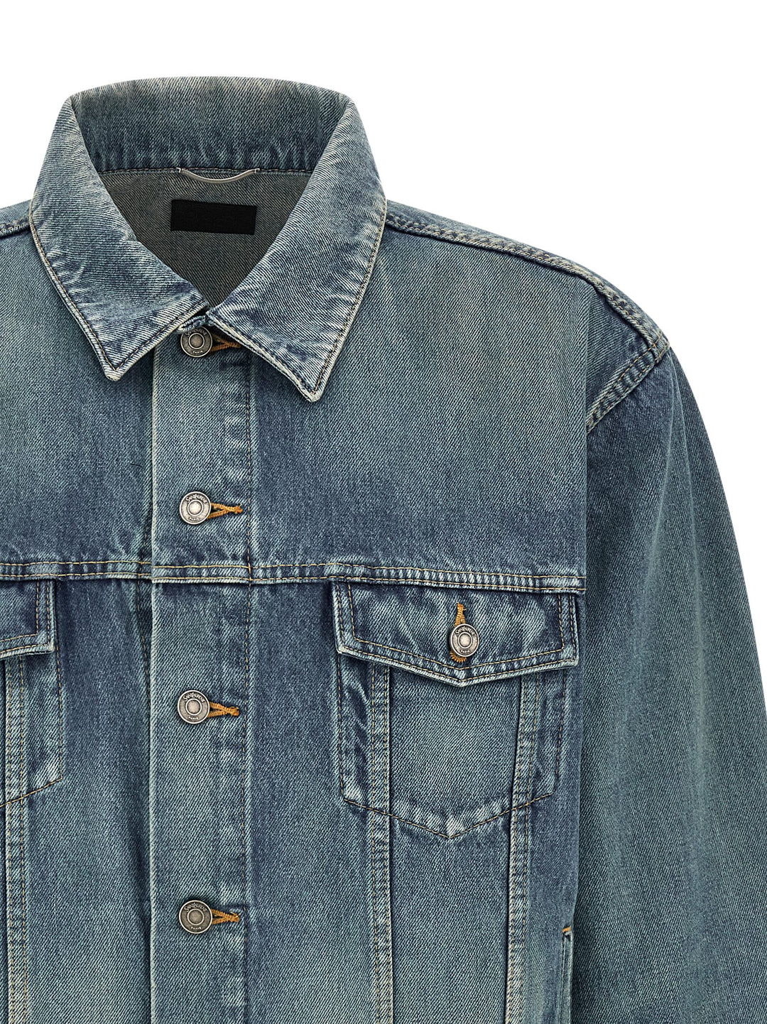 Saint Laurent Trucker Puffer Jackets - Blue | 81a6569c49213020cde947093e0cdc1f17ec5c28