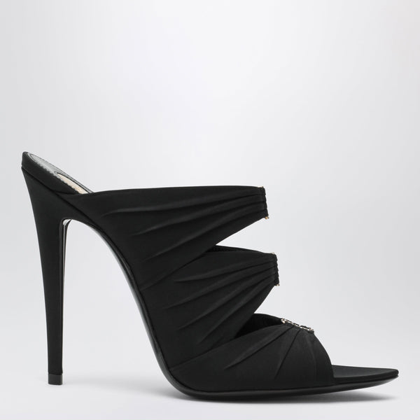 Black Emilie Mules In Crêpe Satin