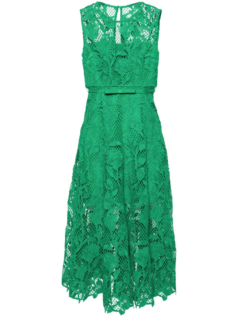 Guipure lace dress with belt