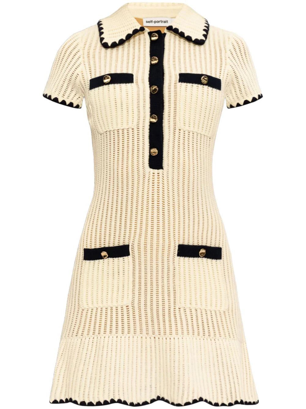 Ribbed knit minidress with decorative buttons