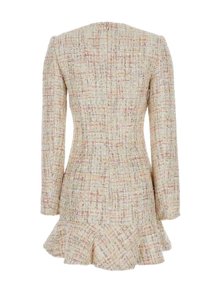 Pastel boucle v-neck mini dress