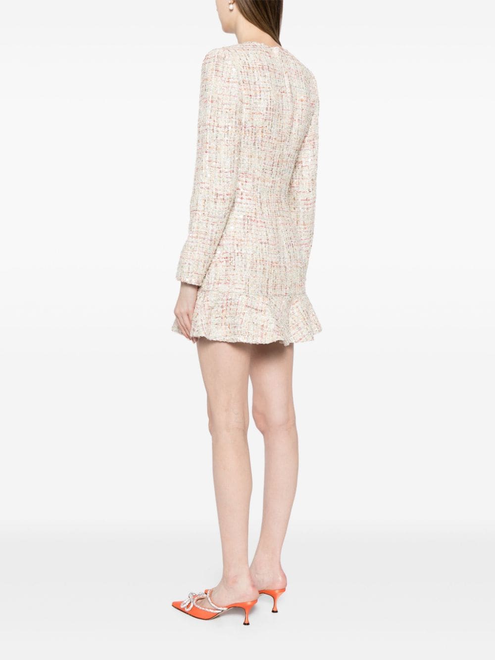 Pastel boucle v-neck mini dress