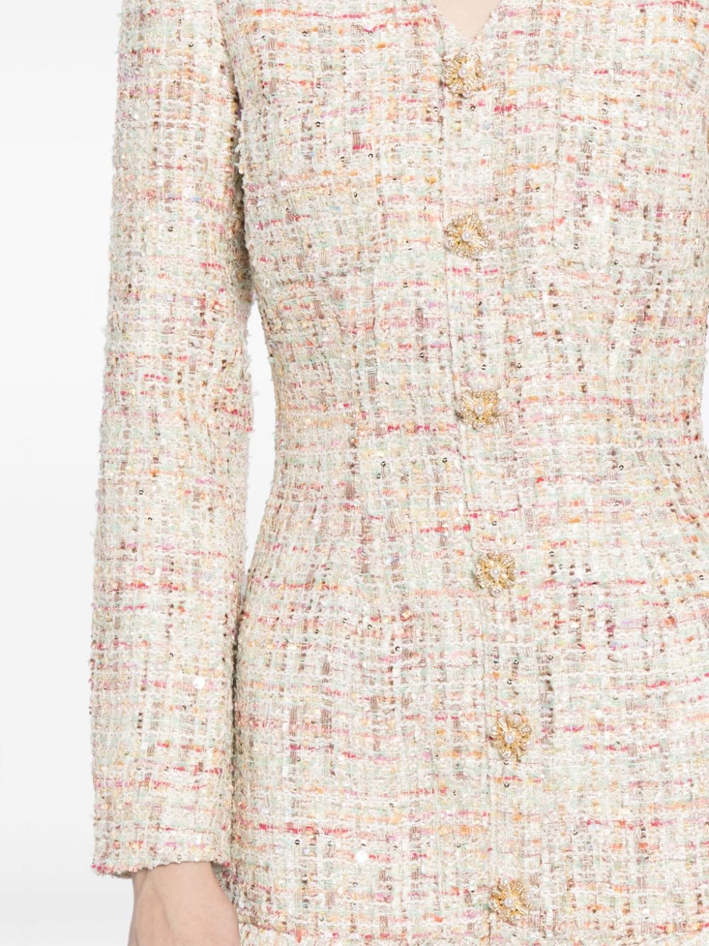 Pastel boucle v-neck mini dress