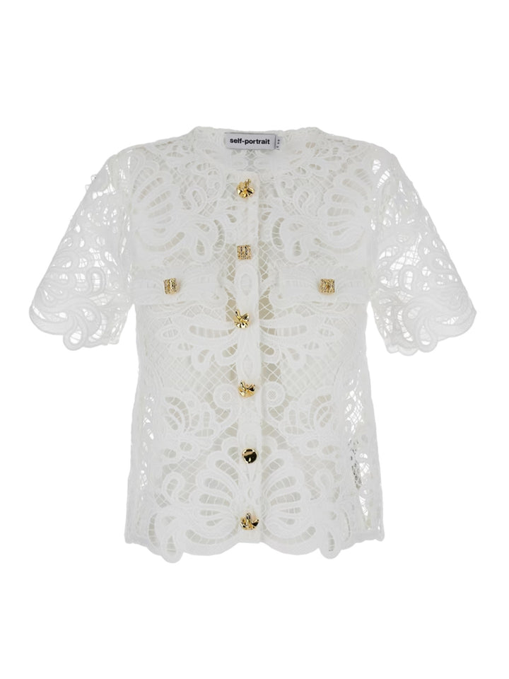 White guipure lace top