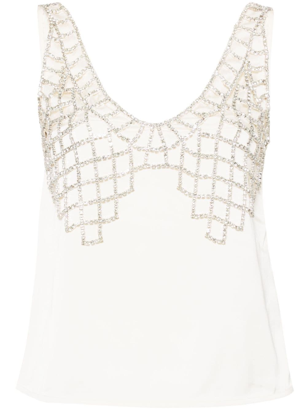 sleeveless blouse embellished with rhinestones