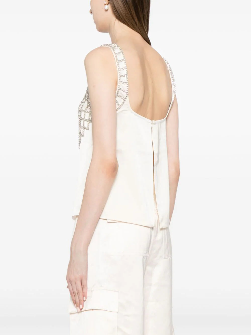 sleeveless blouse embellished with rhinestones