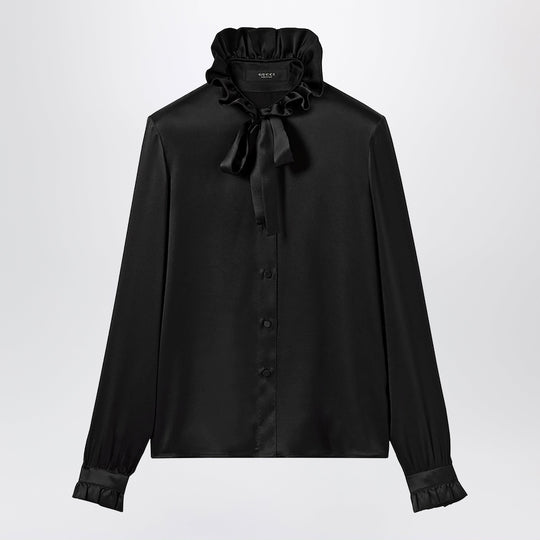 Silk Satin Shirt With A Knotted Bow