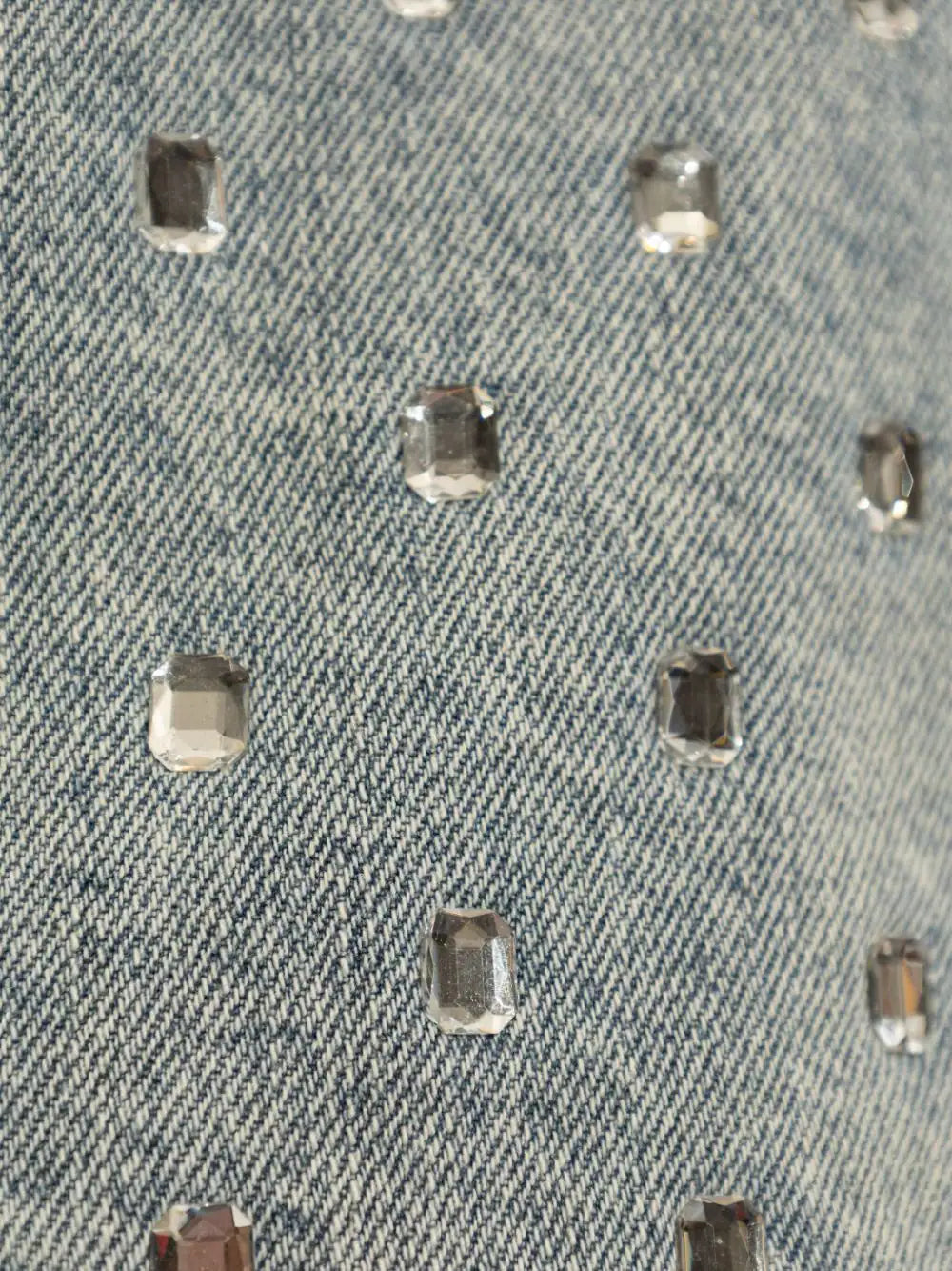 denim top embellished with rhinestones